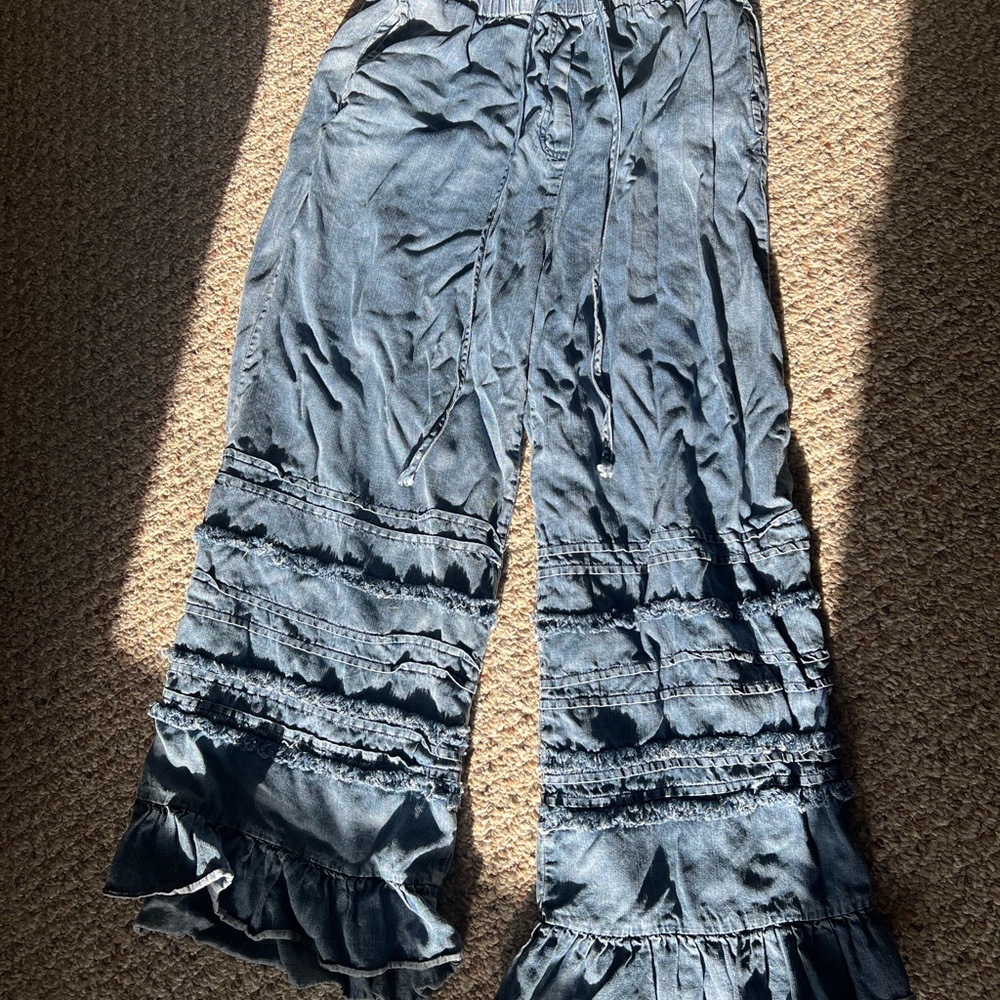 Easel Denim Blue Elastic Waist Pants